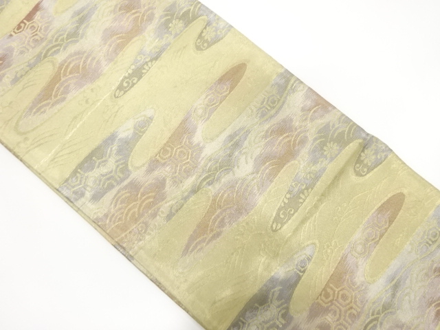 JAPANESE KIMONO / ANTIQUE FUKURO OBI / SILK / WOVEN ROUGH WAVE